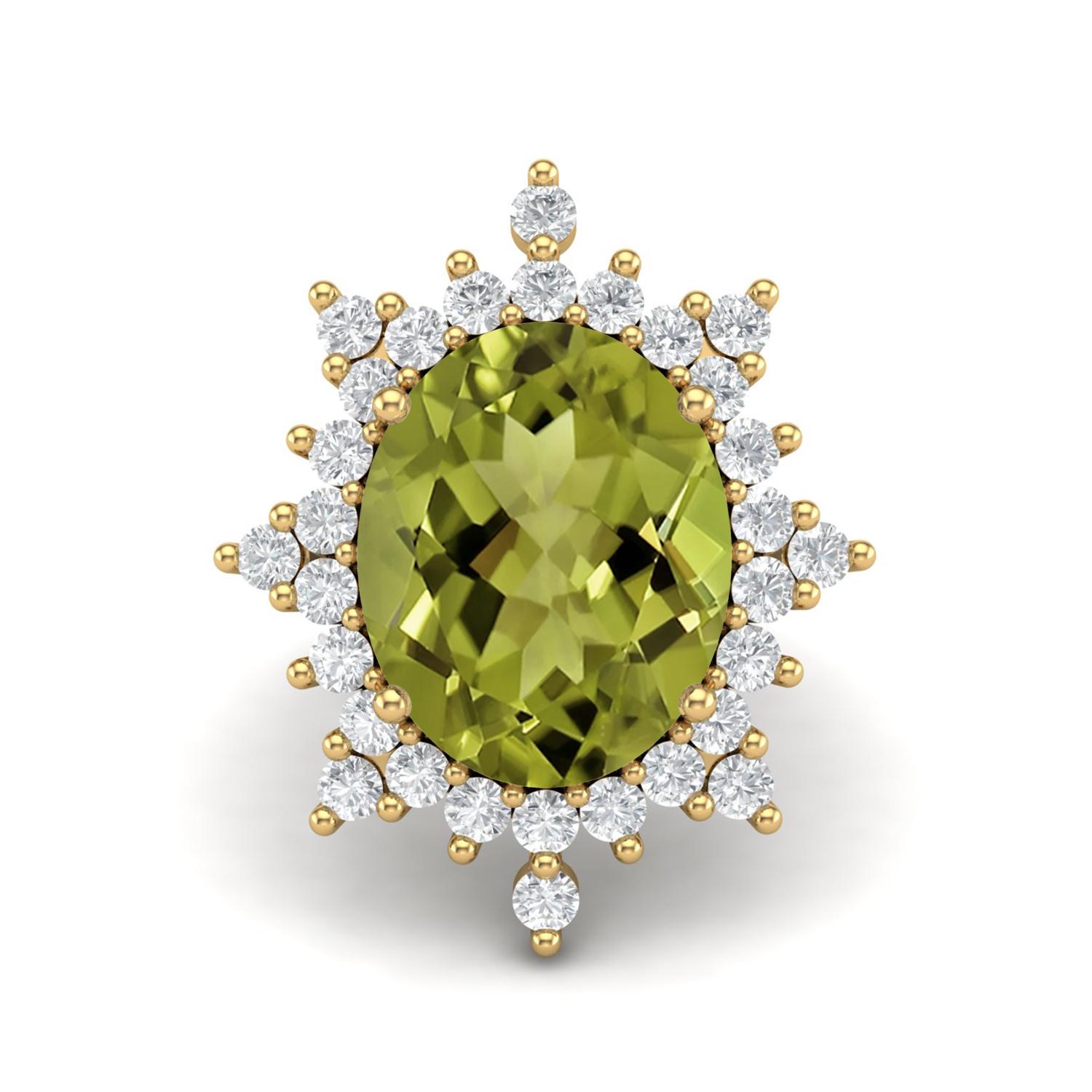 15x12 мм Овальный Перидот 925 Проба Стерлинговое Серебро Позолота Вермейль Одиночный Камень Акценты Коктейльное Женское Свадебное Кольцо 5 жёлтый