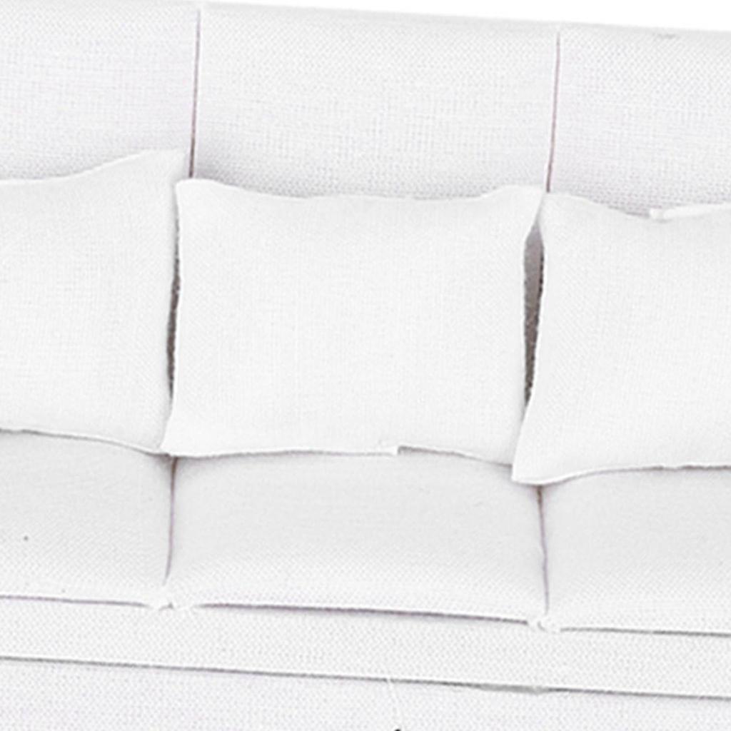 1:12 Doll House Mini Sofa with 3pcs Pillow Living Room Furniture Wooden Doll House Decoration AccessoriesWhite