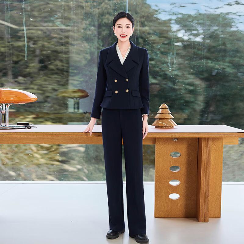 Women's Elegant Double-breasted Blazer & Wide-Leg Pants Set