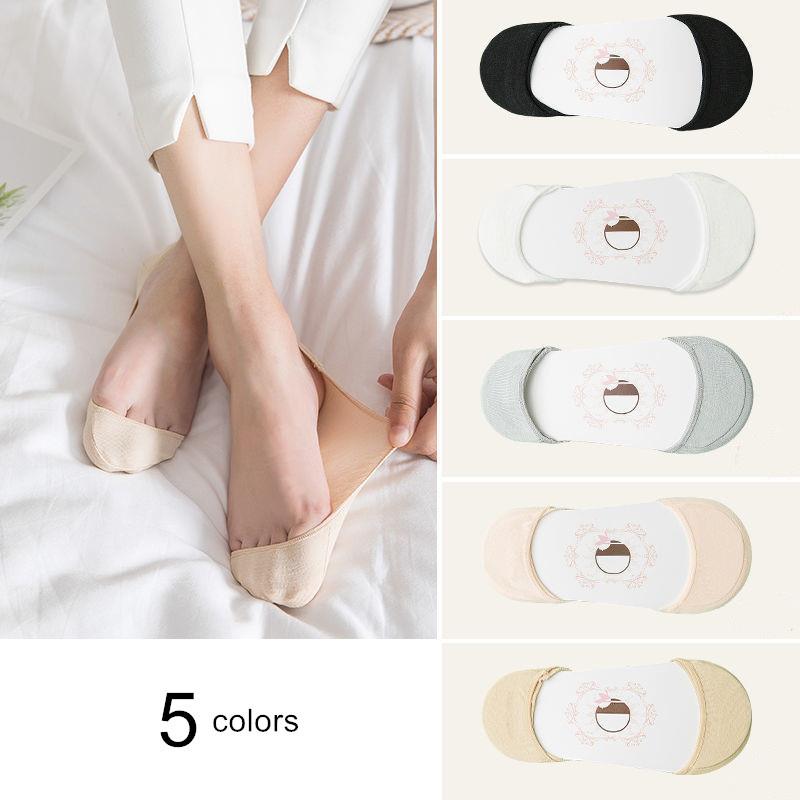 

5 пар тонких хлопковых носков-лодочек для женщин с неглубокой горловиной, летние силиконовые нескользящие женские носки Ankel для обуви на высоком каблуке One Size