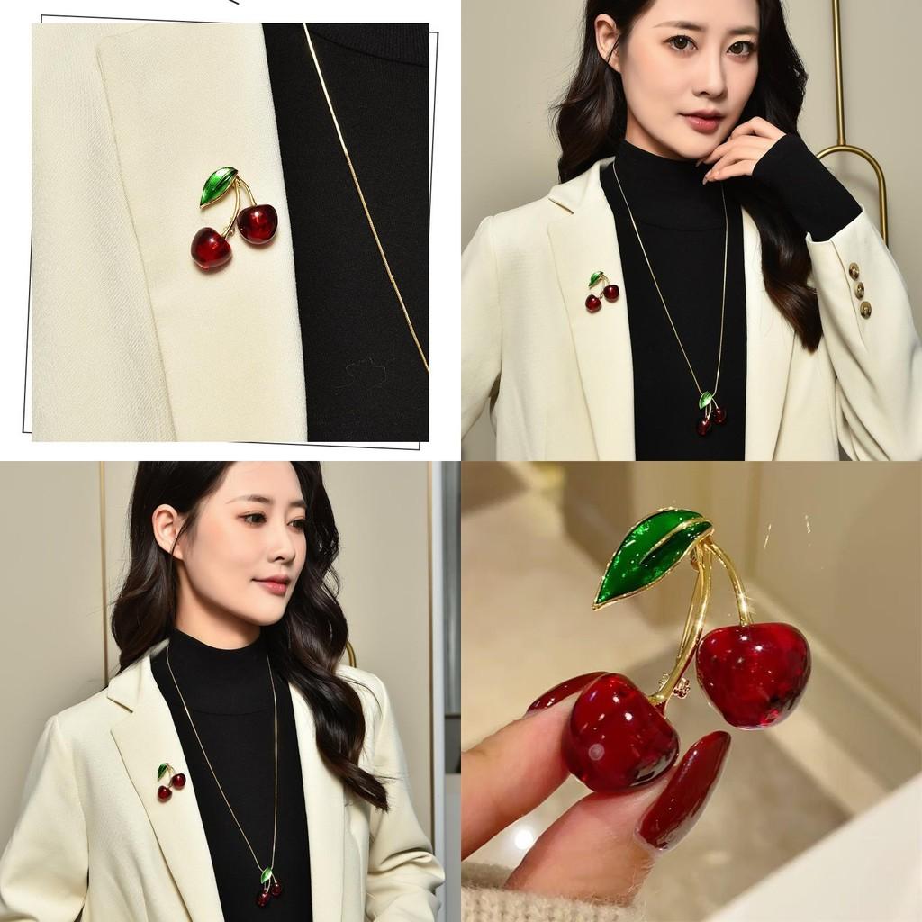 Chic Snake Chain Cherry Necklace For Women Featuring Stunning Artificial Gemstone