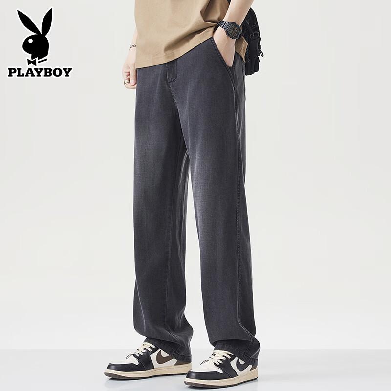 

PLAYBOY Men s Ice Silk Tencel Loose Straight Jeans 38