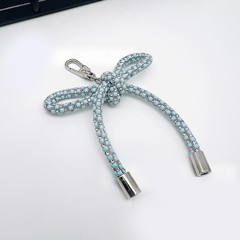 

Handmade Butterfly Knot Crystal Flash Mobile Phone Pendant Bag Accessory Elegant Personality Style Keychain Decoration A4