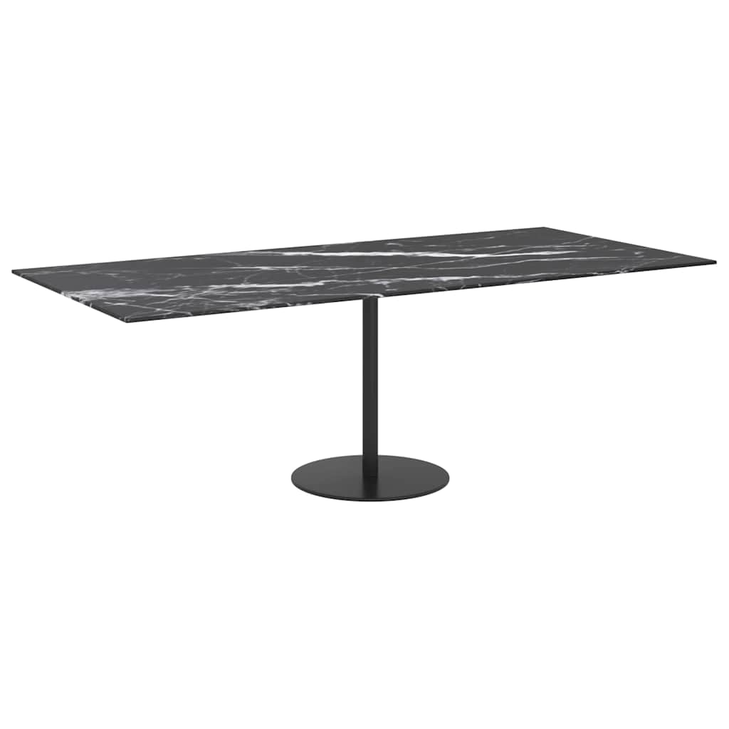 Schwarze Tischplatte 100 x 62 cm 8 mm Gehärtetes Glas mit Marmoreffekt