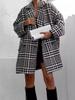 2024 Women's Plaid Woolen Houndstooth Coat - Thickened, Loose-Fit, Lined for Autumn/Winter