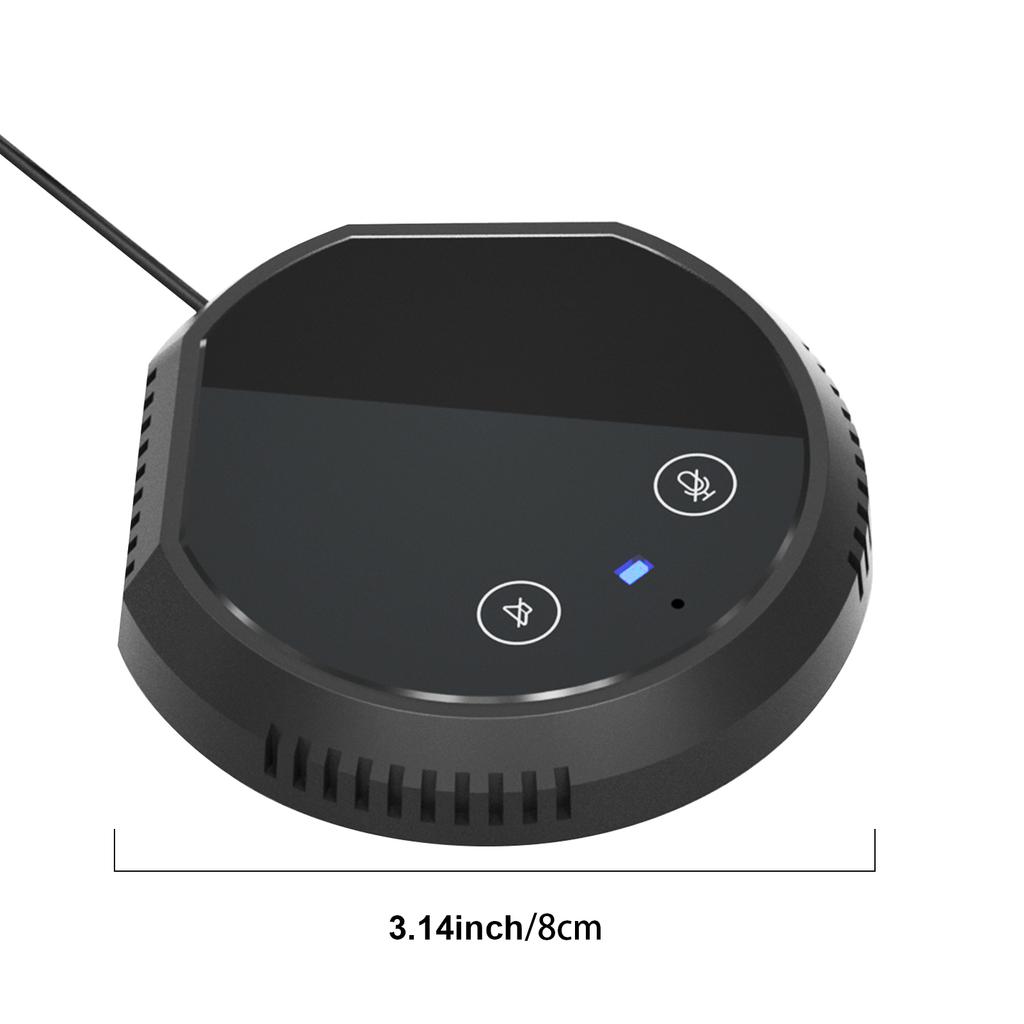 Desktop USB Conference Speakerphone Microphone 360° Play PC Computer Mic Support BT Speaker Touch-Sensor Buttons Function