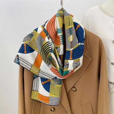 160X33cm Nouveau Foulard d'Hiver Épais en Soie Cachemire Châles pour Femmes Roulés à la Main Foulards Longs Imprimés Bandana Grands Hijabs Féminins