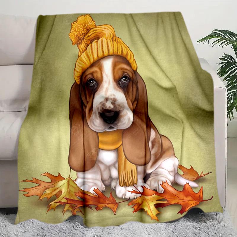 1PC Dog cute printed blanket, all season lightweight home office outdoor nap multifunctional blanket A3