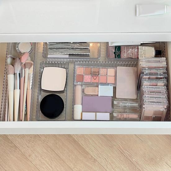 Drawer Divider Storage Box Clear Bathroom And Vanity Drawer Organizer Tray Drawer Storage Bin for Makeup Brushes Lipstick Cosmetics Kitchen Utensils