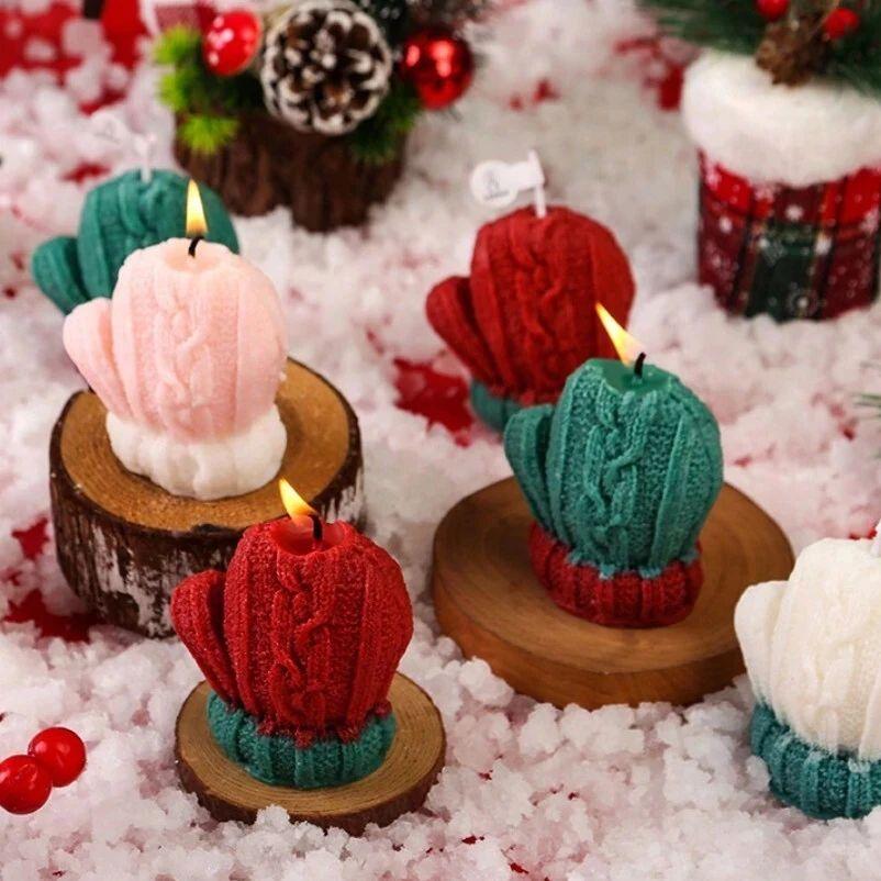 1/2pcs Christmas Woolen Gloves Shape Candle 3D Scented Candle Aromatherapy Soy Wax for Wedding Party Gift New Year Home Decor