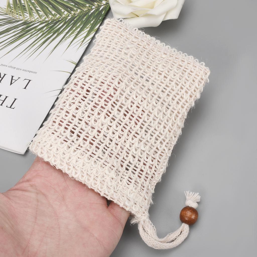 Exfolierande Tvålpåse Sisalhampa Blåsa Duschskum Skapare Nät Med Dragsko Tvålnät Skummande Lätt Bubbelpåse Badrum