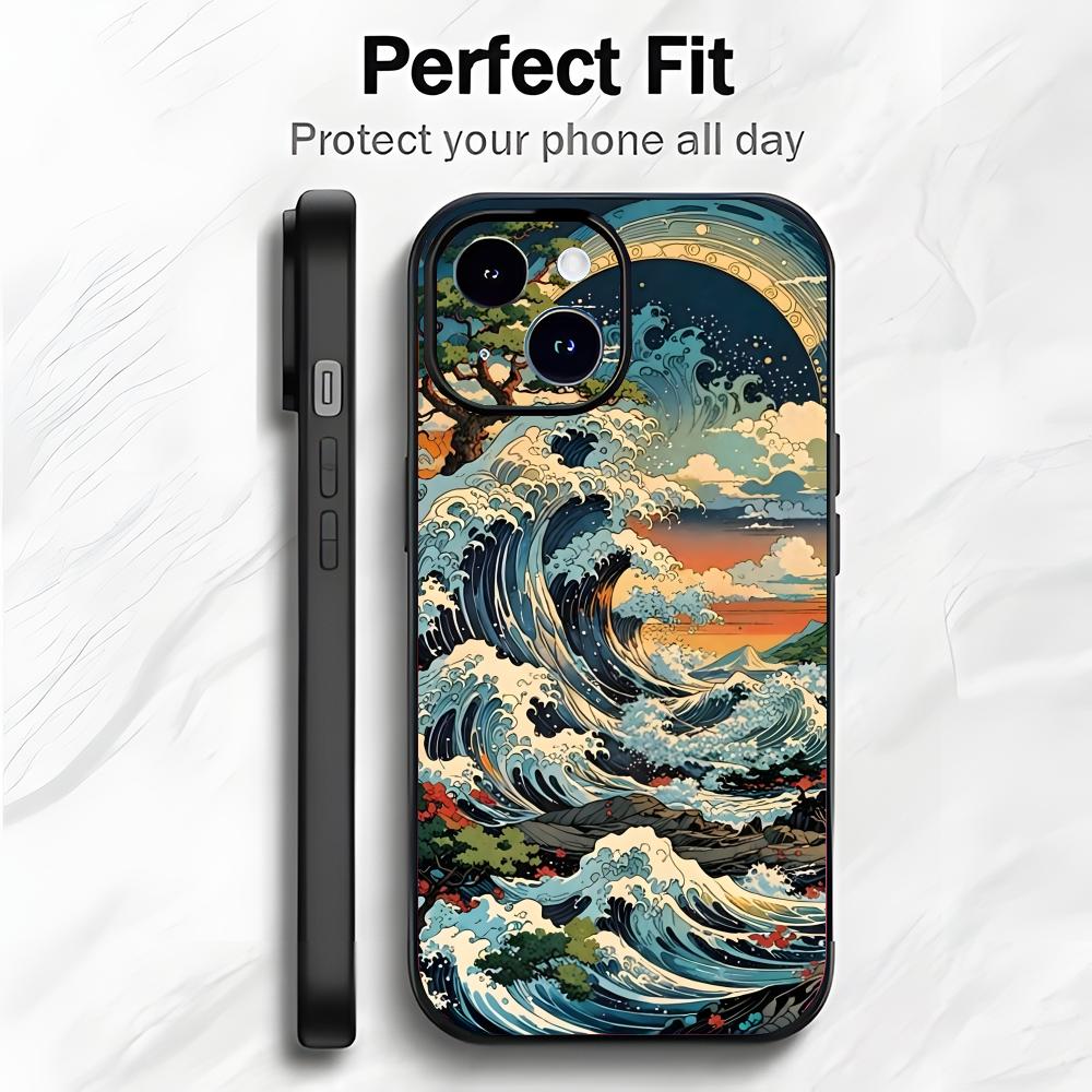 Art Ukiyo-e Ocean waves Phone Case Phone Case Soft Packaging Lightweight For iPhone17 16 15 14 13ProMax