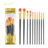 10-Piece Plastic Handle Oil Paint Brush Set for Students