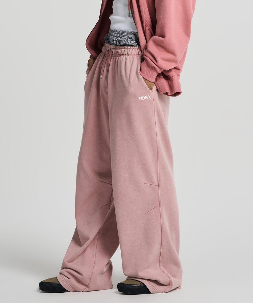 H Dex Faded Wash Main Logo Wide Sweatpants (Pink)