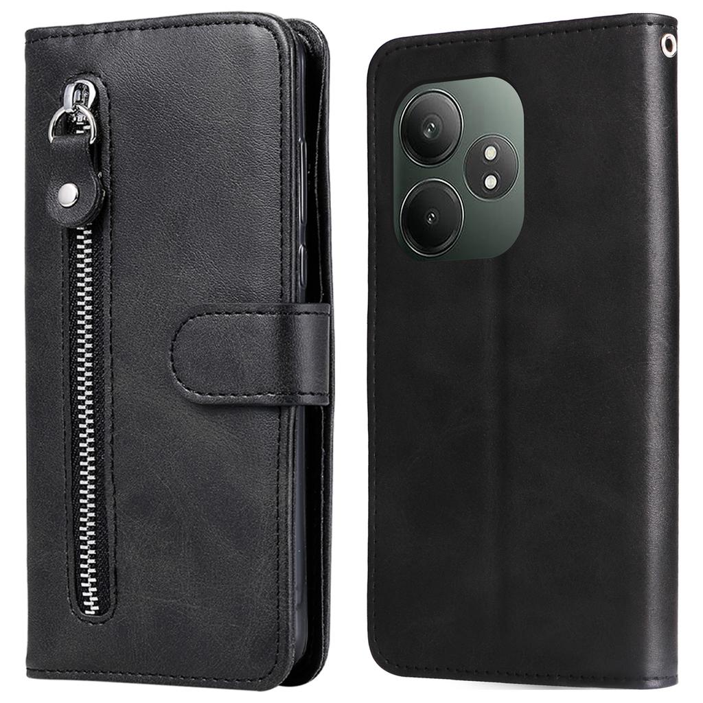 For Realme GT 6 5G/GT Neo6 SE 5G Case Calf Texture Leather Cover with Zipper Wallet