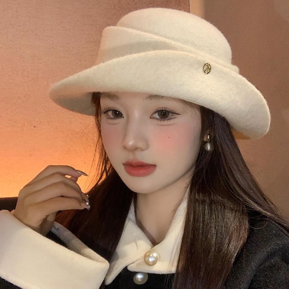 Solid Color Top Hats Curled Fisherman Hat Retro French Beret