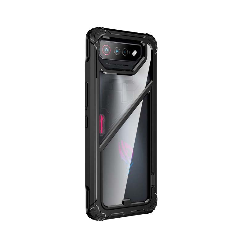Phone Cases For Asus ROG Phone 7 Pro 2 In 1 Transparent Magnetic Kickstand Phone Case For ASUS Rog Phone 7 Funda Invisible Bracket Hard PC Clear Cover