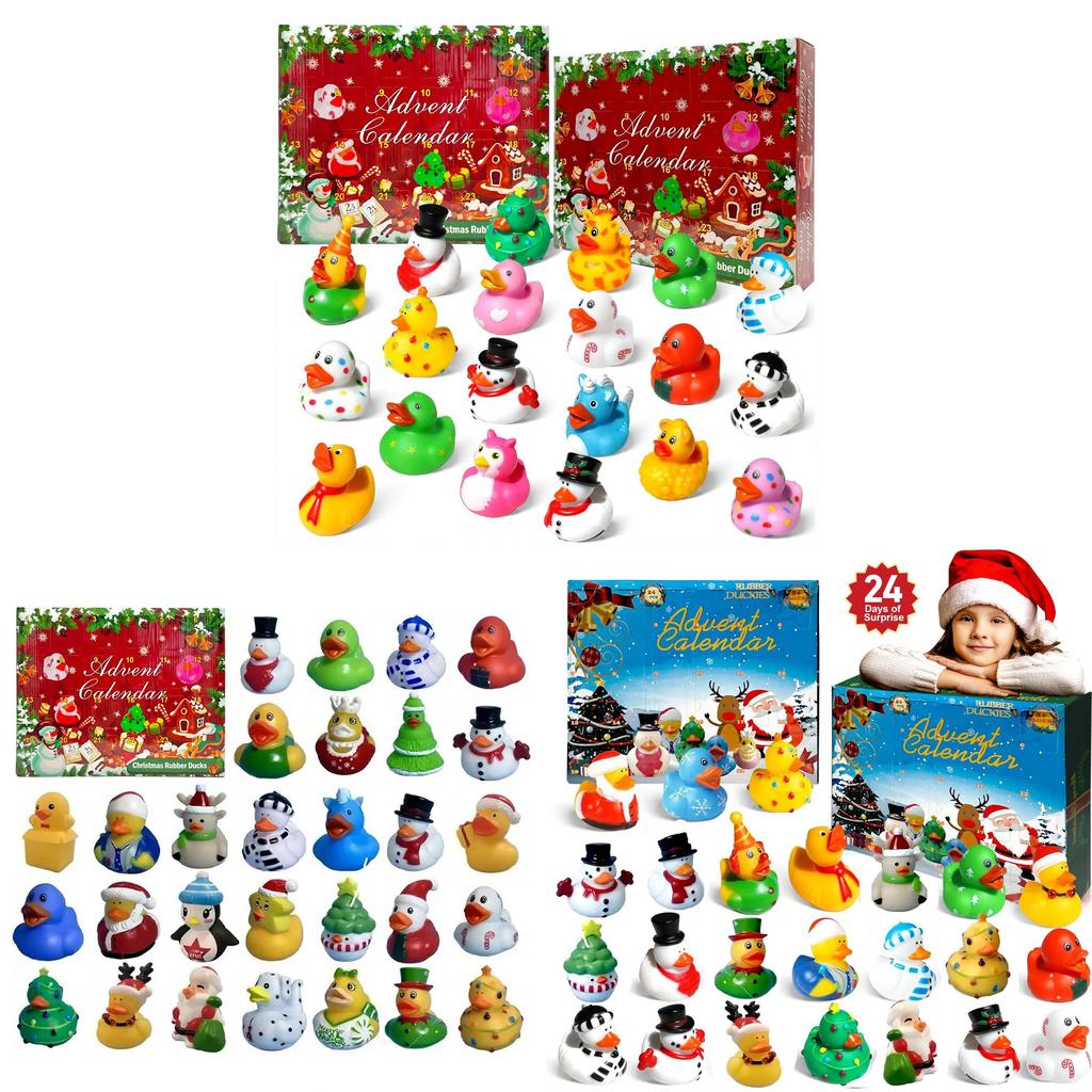 Christmas Kids Bath Toys Set With Squeaky Rubber Ducks For Holiday Play