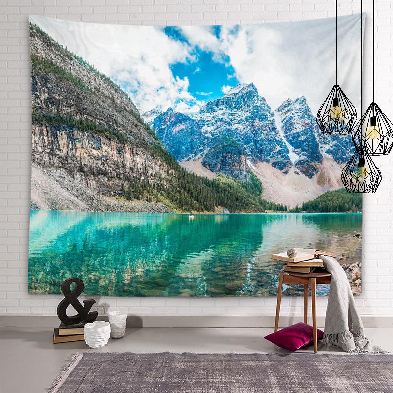 

Гобелен природной красоты озеро лодка фон настенное искусство гобелен эстетическое украшение комнаты в общежитии украшение дома для спальни 200X150CM