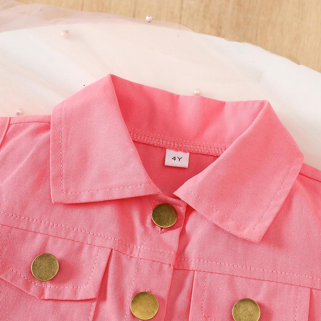 Girls' Pink Vest & Pleated Skirt 2Pcs Casual Outfit