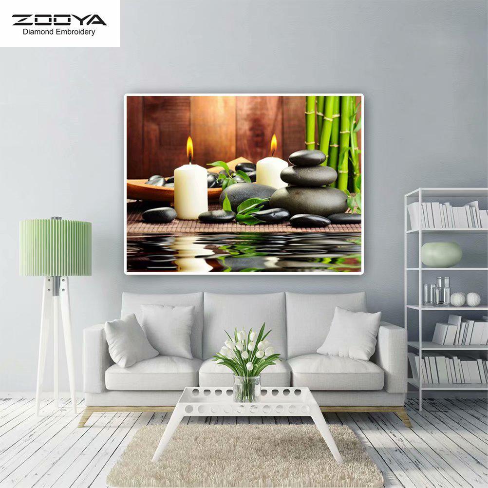 

ZOOYA DIY 5D Полный квадрат Алмазная картина Свечи Вышивка Крестом Ремесло Стежок Домашний декор