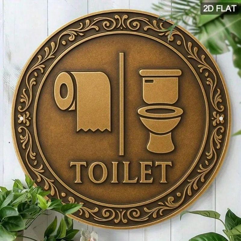 

Metal Poster Wall Art Farmhouse Round Bathroom Sign Toilet Paper Holder Decor