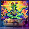 VIKAMA Night Light Illusion Meditation Frog Mushroom Tapestry Hippie Style Atmosphere Wall Hanging Bedroom Yoga Room Home Decor