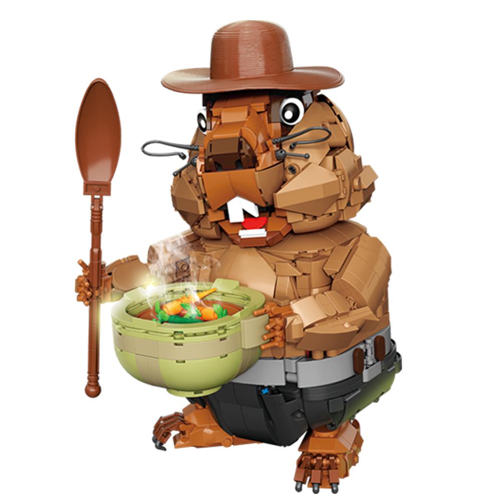 Non-Toxic 1464Pcs Moc Groundhog Model Building Block Marmot Animal Series Brick Construction Toy For Children Desk Home Decor.