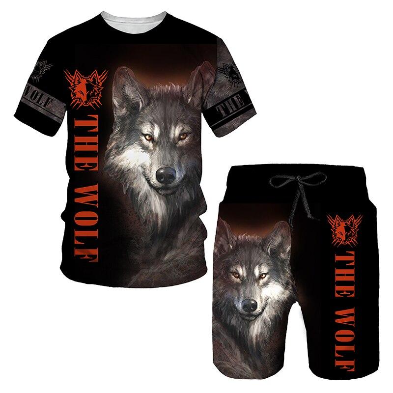 Wolf 3d Printed T-shirt Shorts Suit Male/Female Summer Casual Short Sleeve Tops Men Tracksuit Sets Fashion Men's Clothing Suit