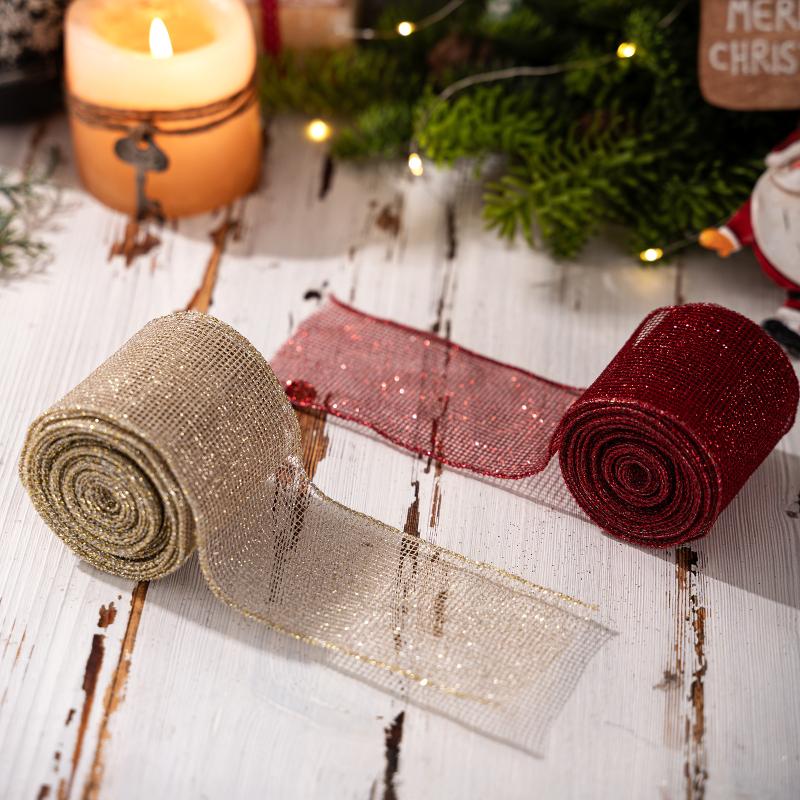 1 Roll Christmas Ribbon Diy Christmas Tree Decoration Wreath Decoration Gift Packaging Decoration Ribbon