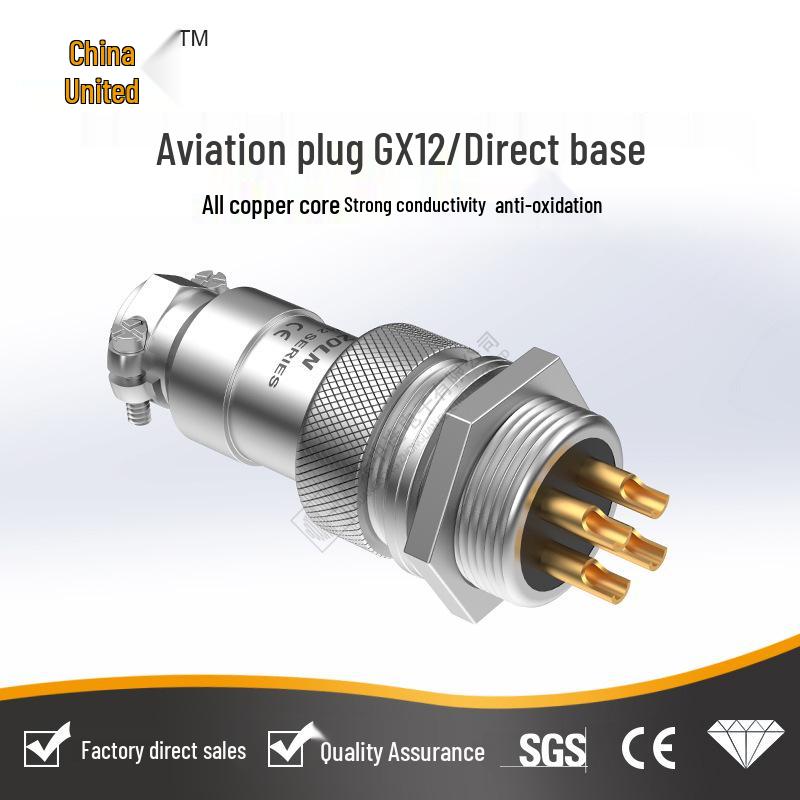 

Авіаційний роз єм Zhonglian GX12 з позолоченої латуні: Чоловічий та жіночий, 3/4/5-жильні клеми 5-pin Male Plug Flange Mount