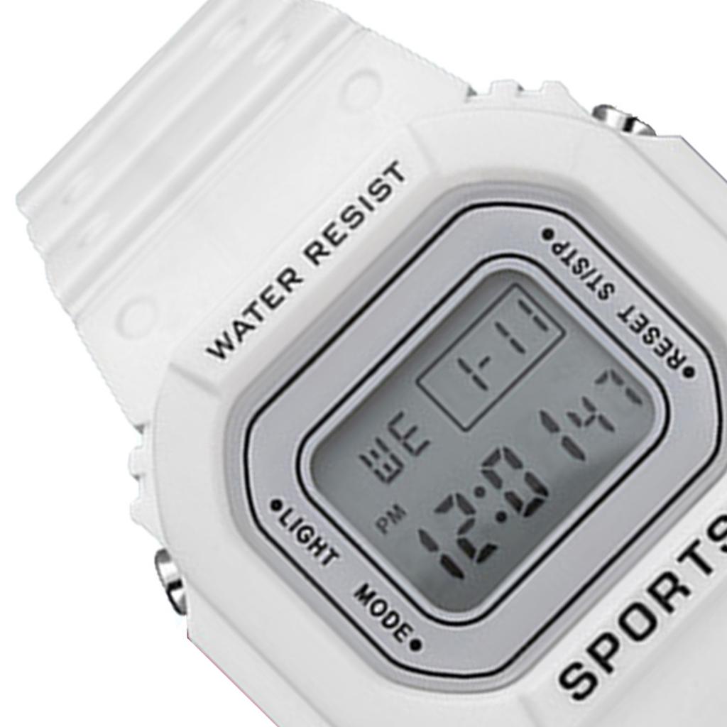 LED Electronic Sports Watch Waterproof Lightweight Luminous Smartwatch for Boys Girls White