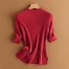 Women's Slimming High-Neck Cashmere Sweater - Half-Sleeve, Five-Gauge Knit, Spring Slim-Fit