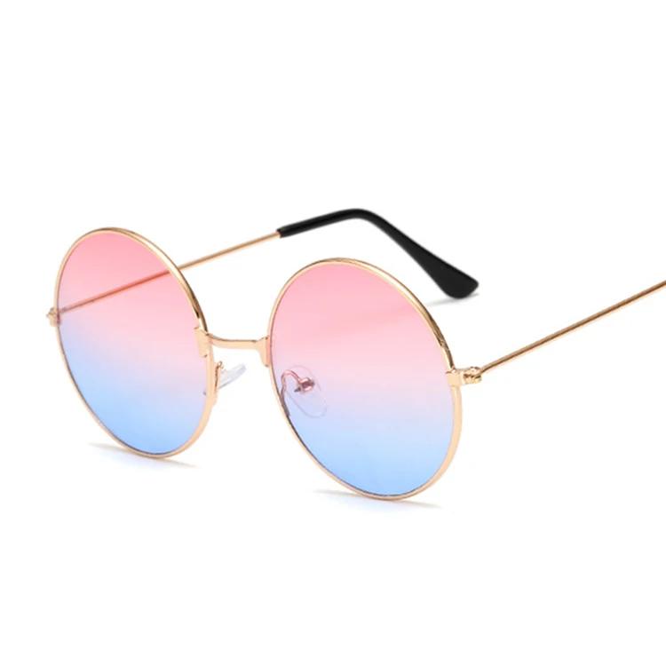 

New Woman Round Sunglasses Red Yellow Blue Clear Shades MultiColor Gradient Mirror Female Designer Vintage Sun Glasses