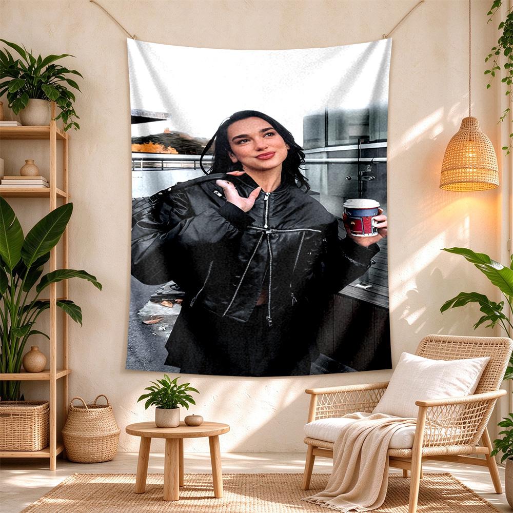 Dua Lipa Wall Tapestry Rustic Farmhouse Suitable for Bedroom Reading Corner Dorm Wall Indoor Hand Painted Style Perfect Gift for Dorm Roommate