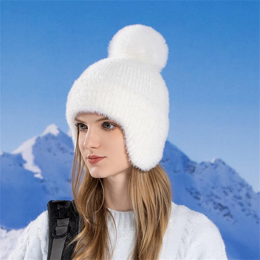 Soft Plush Hat Fluffy Beanies Caps Versatile Lei Feng Hat  for Women Girls