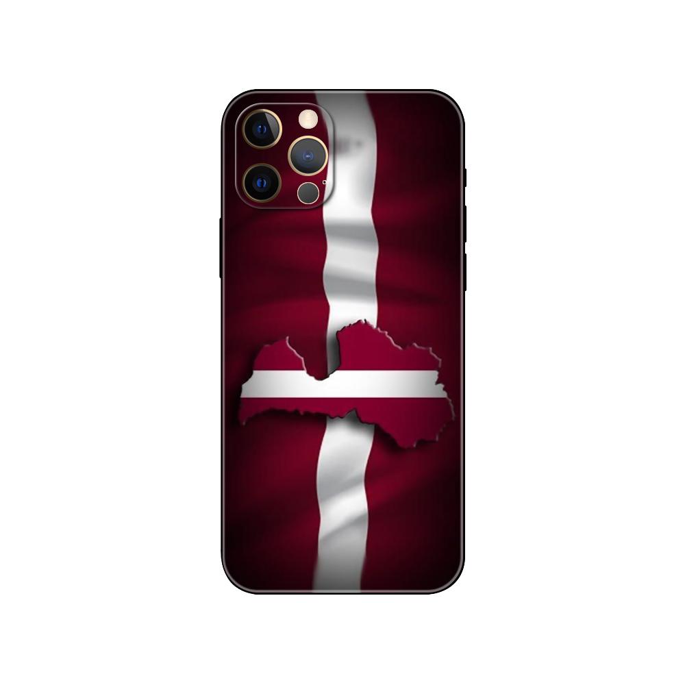 Latvia Lithuania Flag Phone Case for Iphone 5 5s 2020se 6 6s 7 8 Plus X 10 XR XS 11 12 13 Mini Pro MAX Black Tpu Back Cover