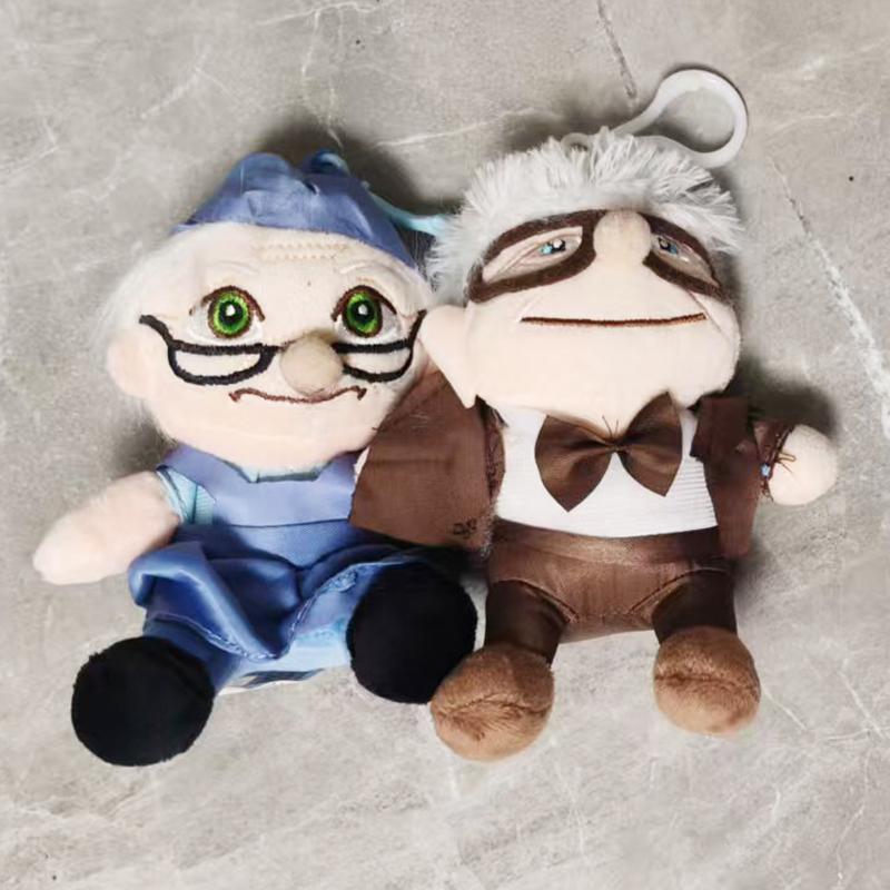 2 Piezas Película UP Carl Peluches Abuelo Abuela Dibujos Animados Muñecos de Peluche Colgante Aliado Carl Peluche Juguete Regalos de Cumpleaños para Niños