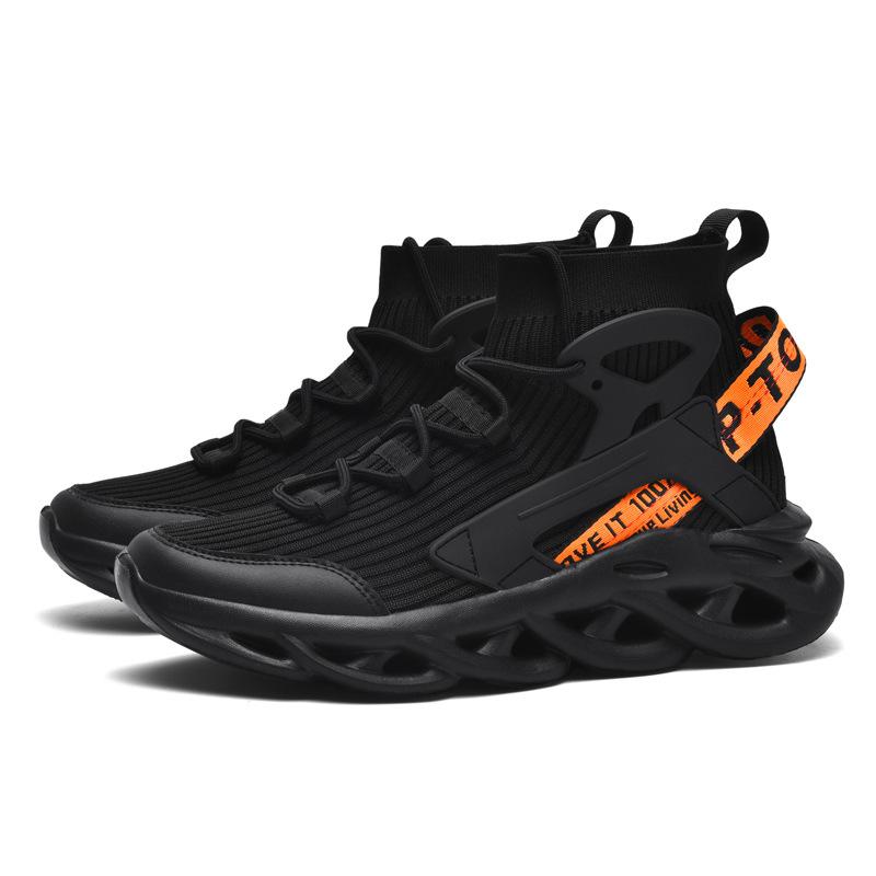 Large size men's dad shoes spring and summer fly-woven socks shoes high-top casual sneakers men's shoes