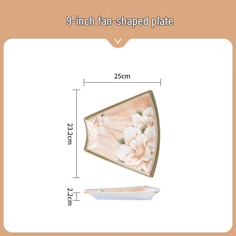 WA Japanese Style Camellia Ceramic Plate