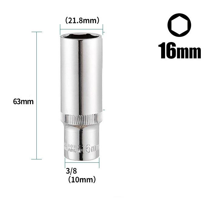 1PC 3/8in Deep Socket Adapter Hex Socket Wrench Heads Ratchet Tool 8-24mm 1/2Drive 6 Point Socket For Impact Deep Socket Adapter