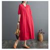 Summer New Cotton and Linen Artistic Retro Pullover Buckle Dress A-line Long Skirt