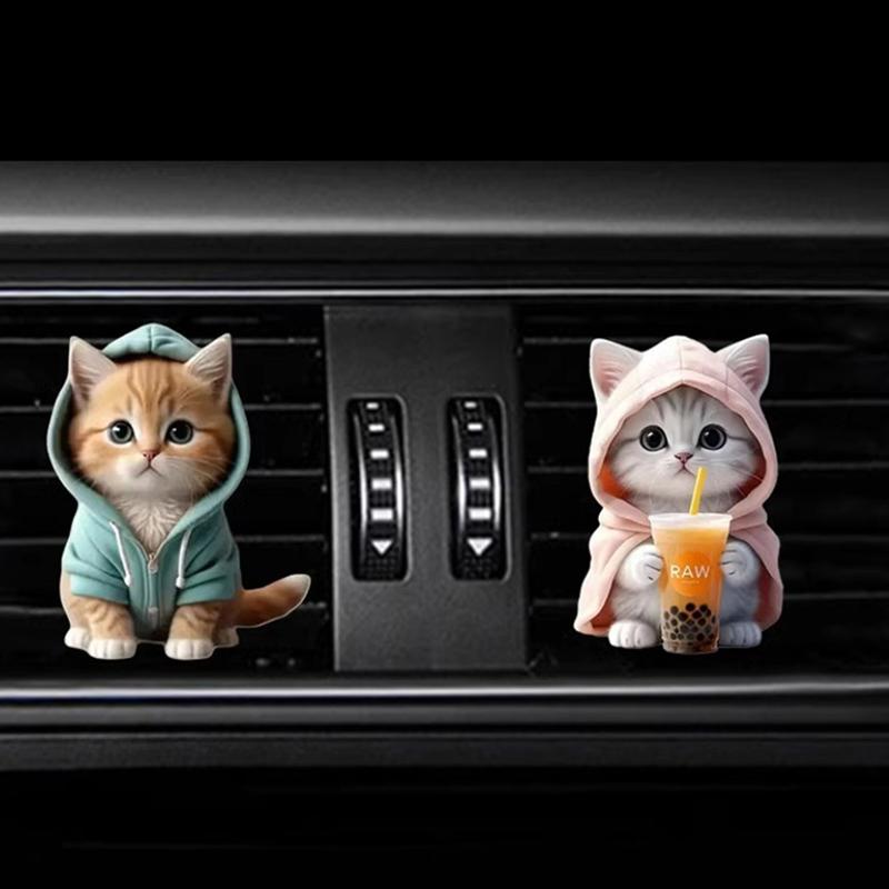 Car Outlet Vent Perfume Clips 2D Cat Air Freshener Diffuser Conditioning Aromatherapy Perfume Clip Car Interior Decoration
