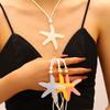 Jelly Color Blue Resin Large Starfish Pendant Necklaces for Women Ladies Romantic Holiday Island Style Necklaces Jewelry Gifts