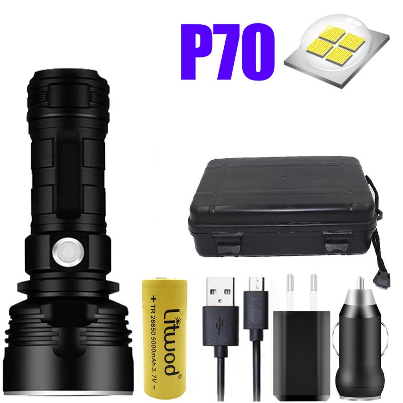 Super Powerful LED Flashlight L2 XHP70 Tactical Torch USB Rechargeable Linterna Waterproof Lamp Ultra Bright Lantern Camping