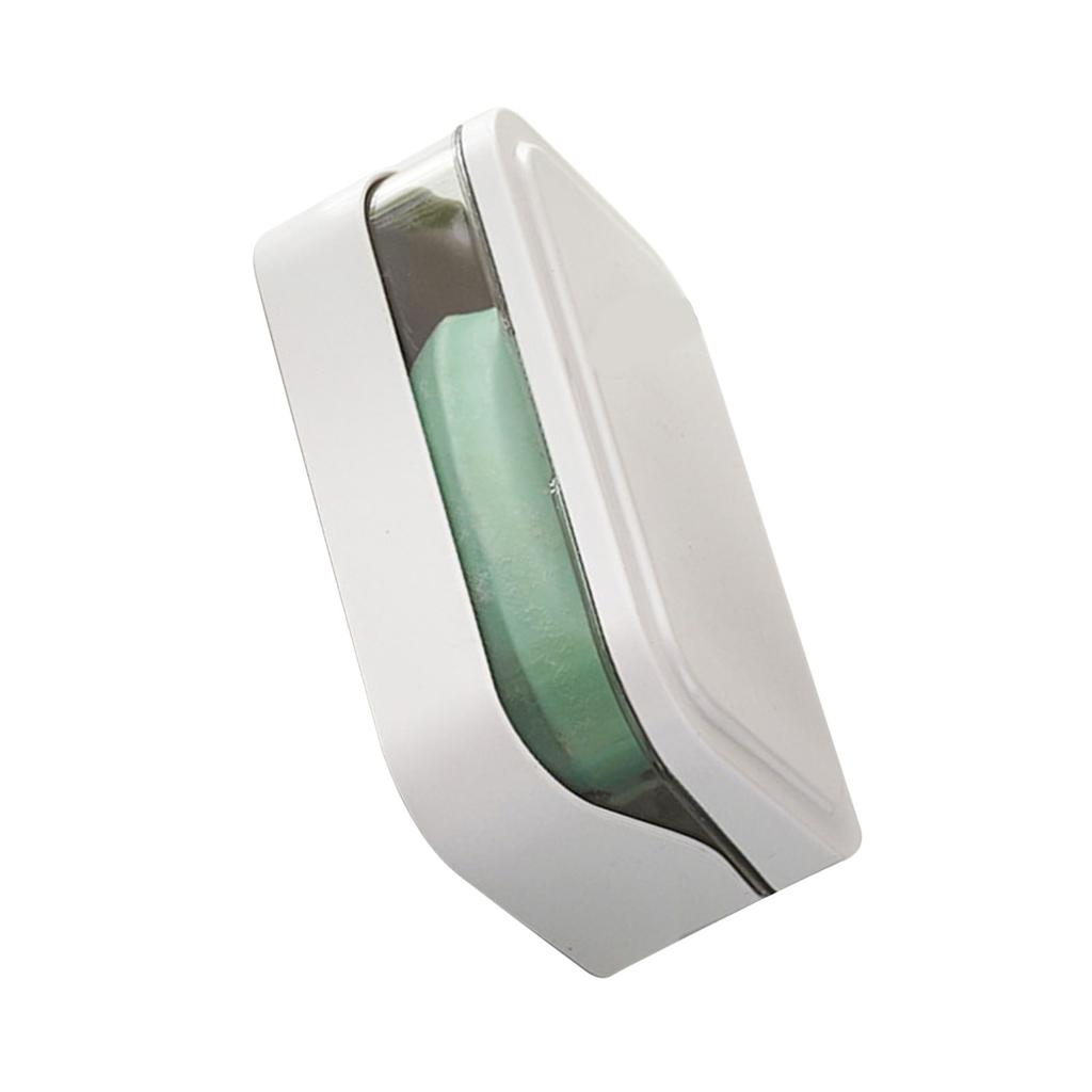 Seifenschale PP Abnehmbarer Abtropfer Tragbarer Seifenhalter Behälter mit Deckel für Küche Bad Reise Weiß