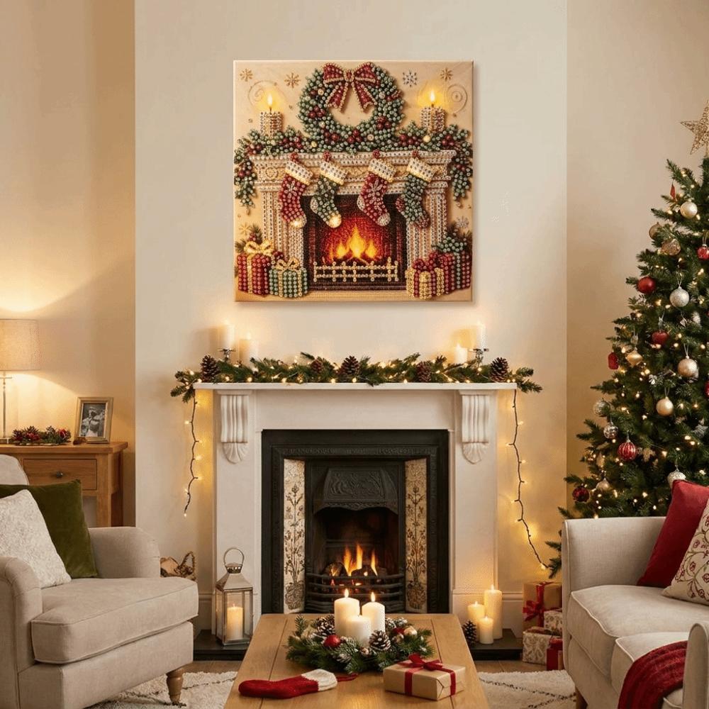 Santa Claus DIY Pearl Bead Art Set Christmas Socks Santa Painting Set Christmas