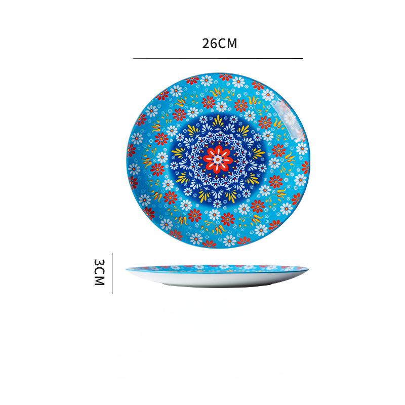 26cm Ceramic Plate Large Plate High-end Feel Household Porcelain Plate Western Plate Steak Plate Shallow Plate Flat Plate