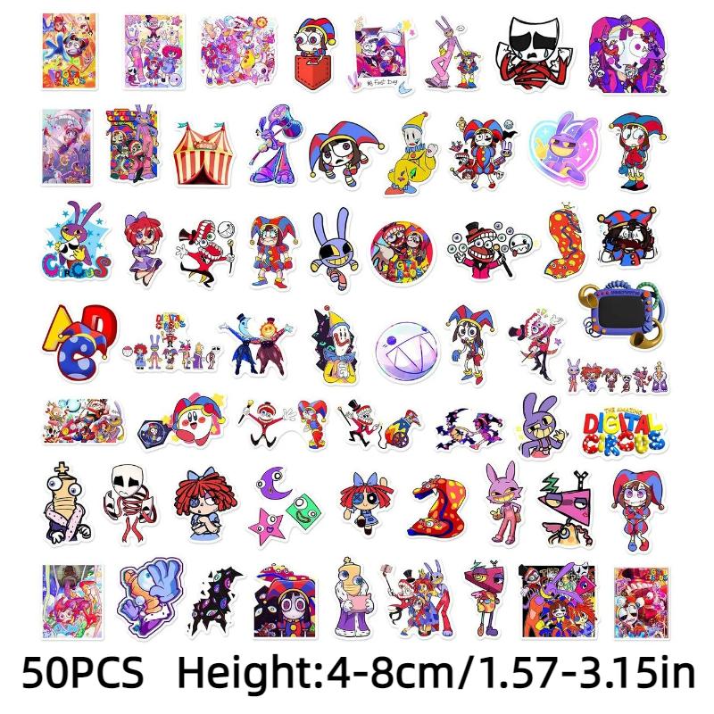 

Amazing 50pcs The Digital Circus Stickers Set Laptop Suitcase Hand Decor Account
