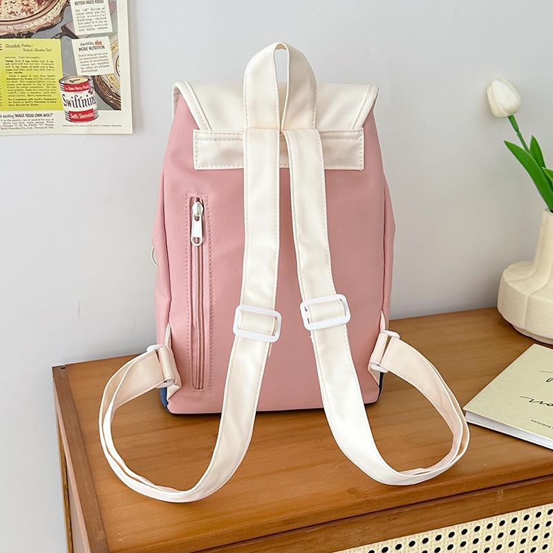 Schoolbag College Students Contrasting Color Backpack Commuting Simple New Versatile Backpack Primary School Students Travel Research Small Fresh 